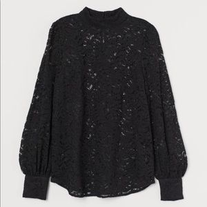 Like new, black cotton lace blouse (S)
